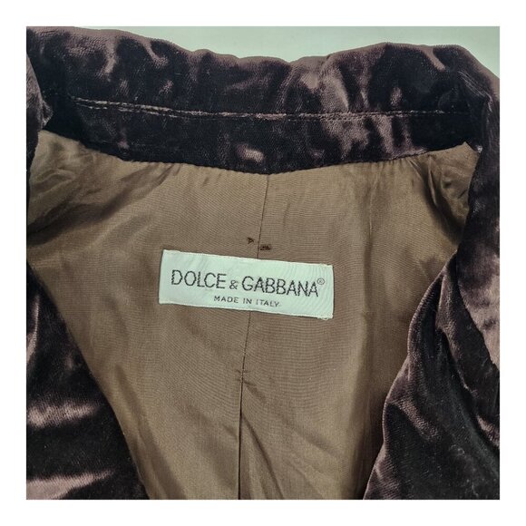 DOLCE & GABBANA Men's Dark Brown 3-Button Velour Blazer Jacket - Picture 5 of 7